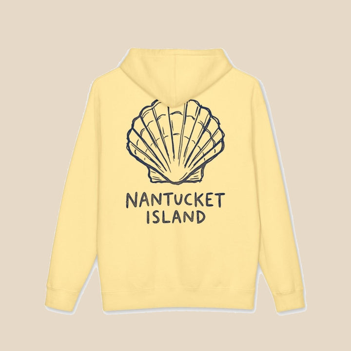 Nantucket Island Shell hoodie — scallop shell graphic pullover by Five Tides Apparel, view 4 of 15