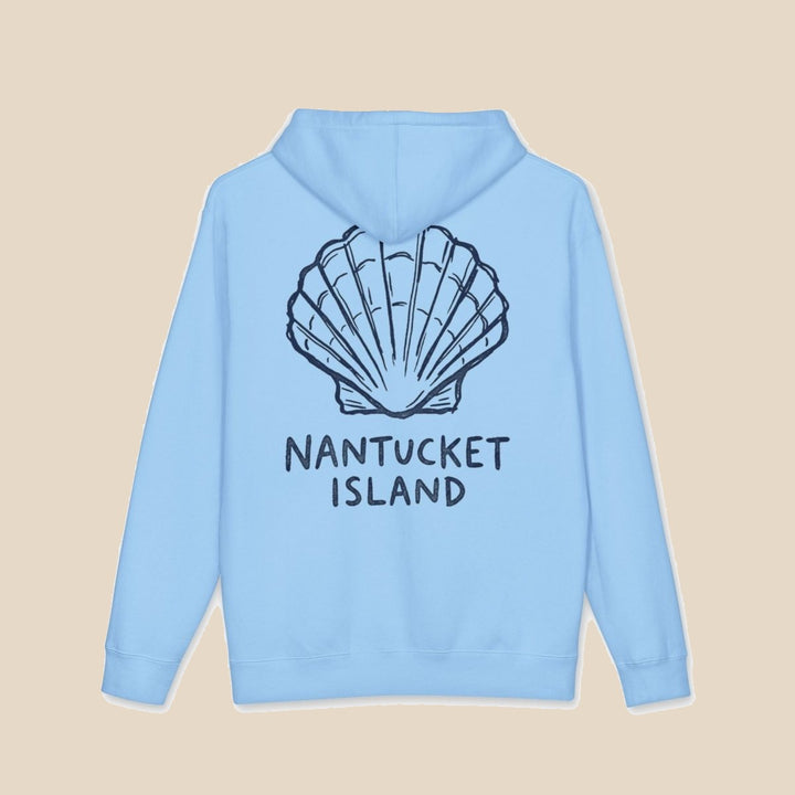 Nantucket Island Shell hoodie — scallop shell graphic pullover by Five Tides Apparel, view 8 of 15
