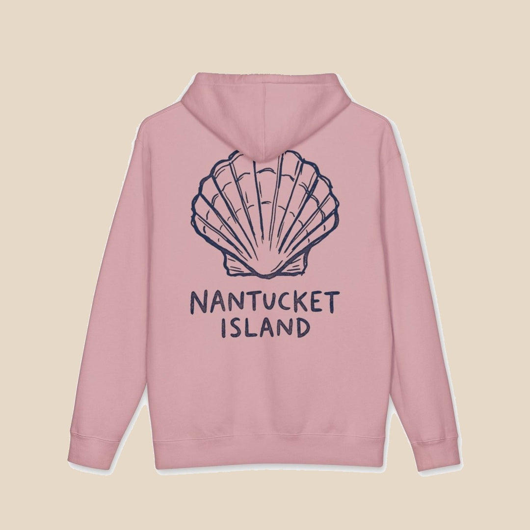 Nantucket Island Shell hoodie — scallop shell graphic pullover by Five Tides Apparel, view 12 of 15