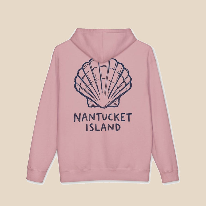 Nantucket Island Shell hoodie — scallop shell graphic pullover by Five Tides Apparel, view 12 of 15