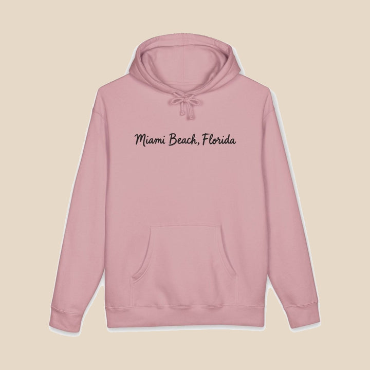 Miami Beach Palm Tree hoodie flat lay, view 14 — coastal sunset graphic pullover by Five Tides Apparel
