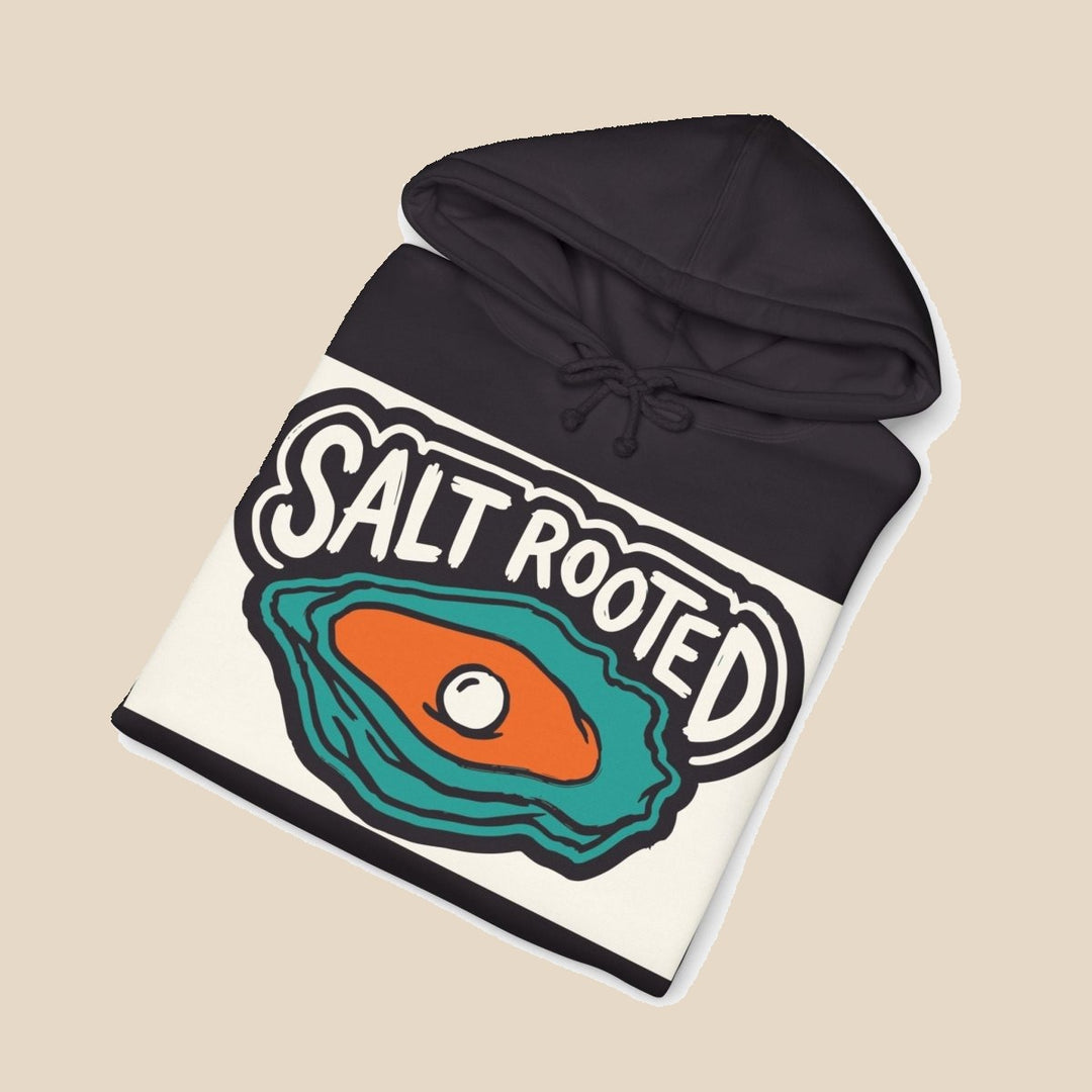 Salt Rooted Oyster hoodie — alternate view 9 of this coastal graphic pullover by Five Tides Apparel
