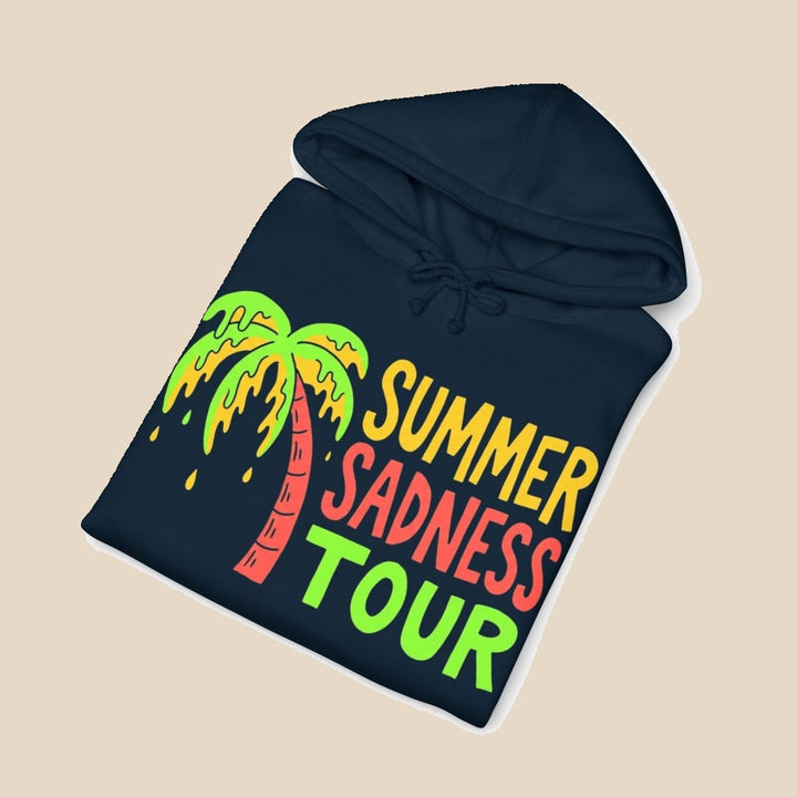 Summer Sadness Tour hoodie — neon palm and flamingo graphic pullover by Five Tides Apparel, view 4 of 10