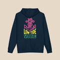 Low Tide Vibe Neon Anchor hoodie — back view of this coastal graphic pullover by Five Tides Apparel