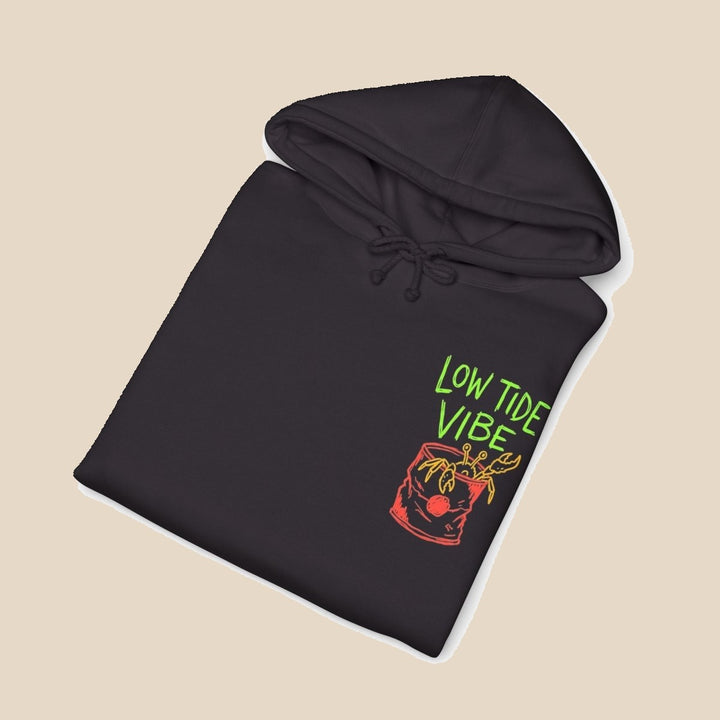 Low Tide Vibe Neon Anchor hoodie — alternate view 8 of this coastal graphic pullover by Five Tides Apparel