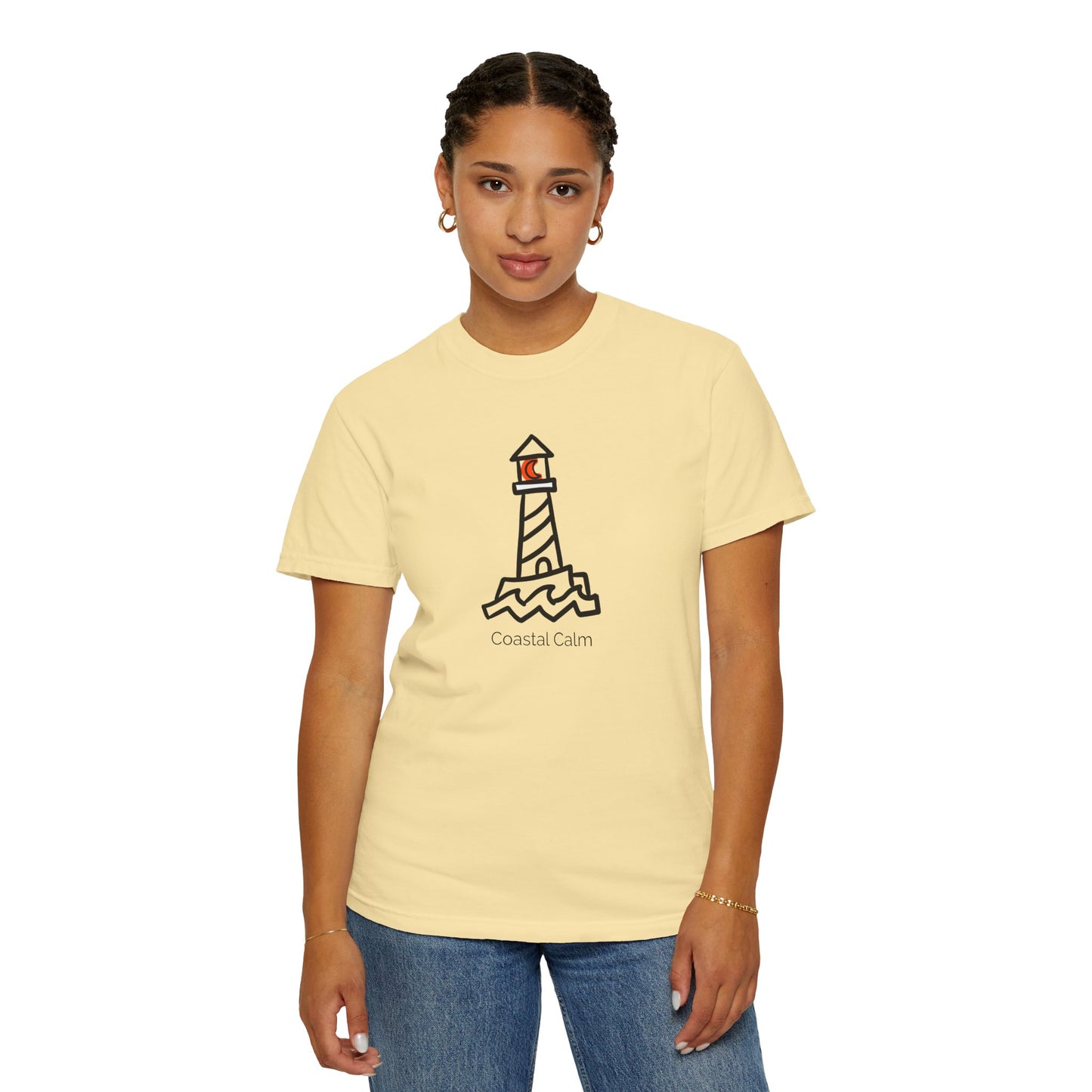 Lighthouse "Coastal Calm" Graphic T-Shirt, Summer Fashion Beach Tee
