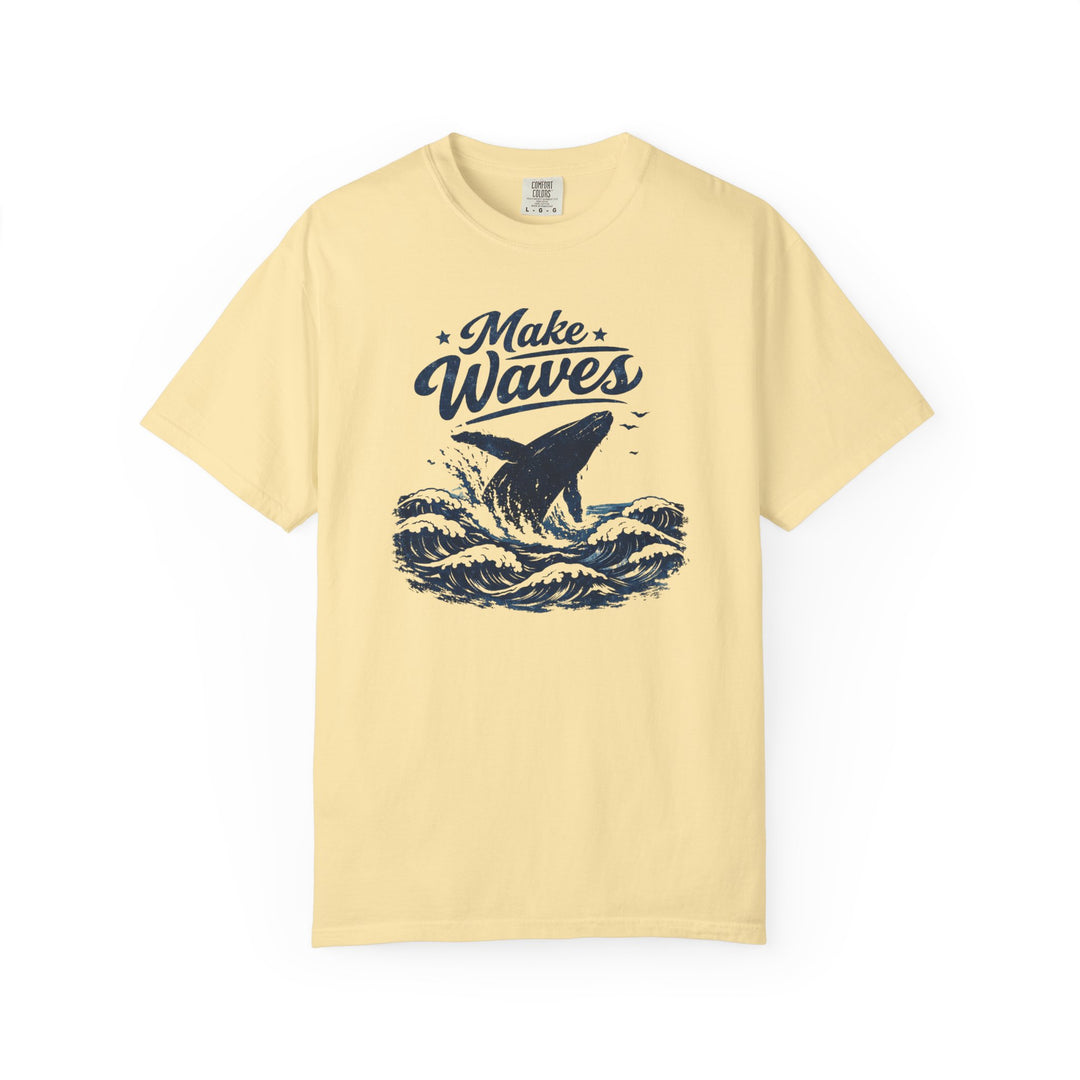 Make Waves Whale Tee | Garment-Dyed Vintage Sun-Faded Graphic