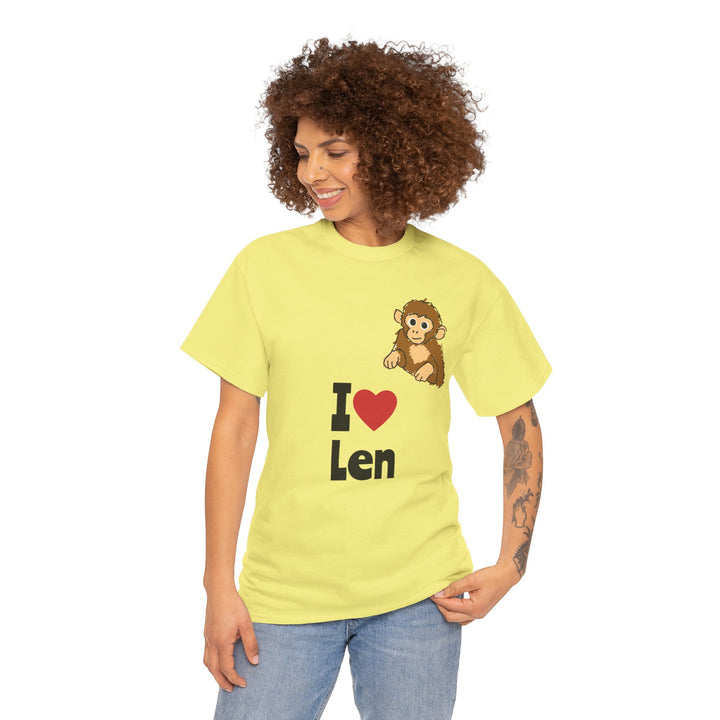 I  heart Len T-Shirt — Cute Monkey Graphic Tee for Fans &amp; Gifts
