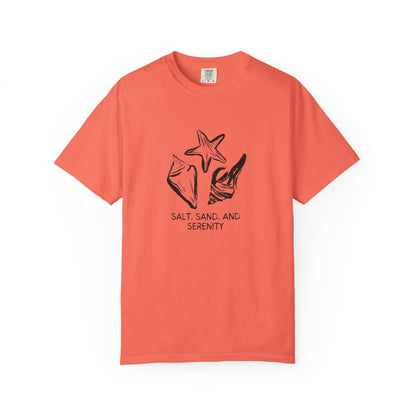 Beach Vibes Unisex T-Shirt, Salt Sand and Serenity Tee, Summer Casual Shirt, Gift for Beach Lovers, Ocean Inspired Apparel