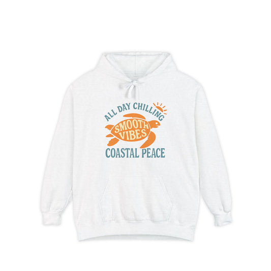 Smooth Coastal Vibes Hoodie, Garment-Dyed, Beach Day, Gift for Him or Her, Summer Chill, Casual Wear