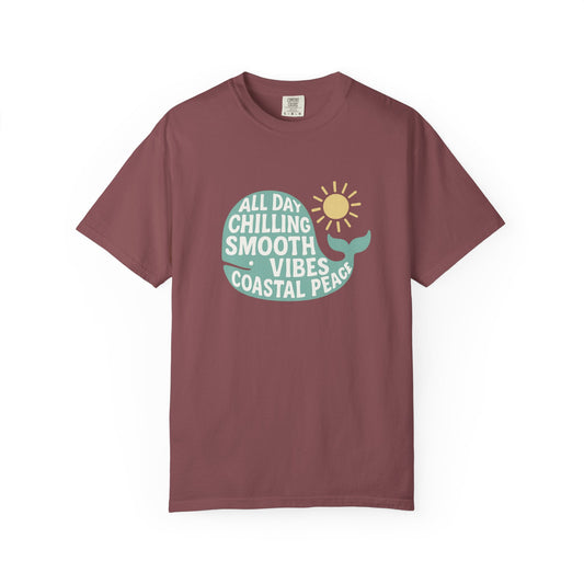Coastal Vibes Whale T-shirt - All Day Chill, Smooth Vibes, Perfect for Beach Days, Casual Wear, Gift for Ocean Lovers