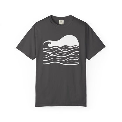 Stenciled Ocean Wave T-Shirt, 100% Ring-Spun Garment-Dyed Cotton