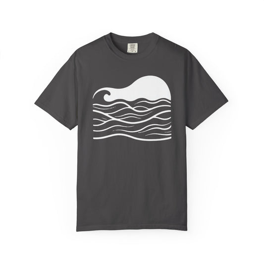 Stenciled Ocean Wave T-Shirt, 100% Ring-Spun Garment-Dyed Cotton