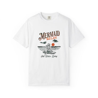 Mermaid Beach Vibes Unisex T-Shirt, Mermaid Relax Tee, Summer Outfit, Coastal Living Top, Gift for Her, Vacation Apparel