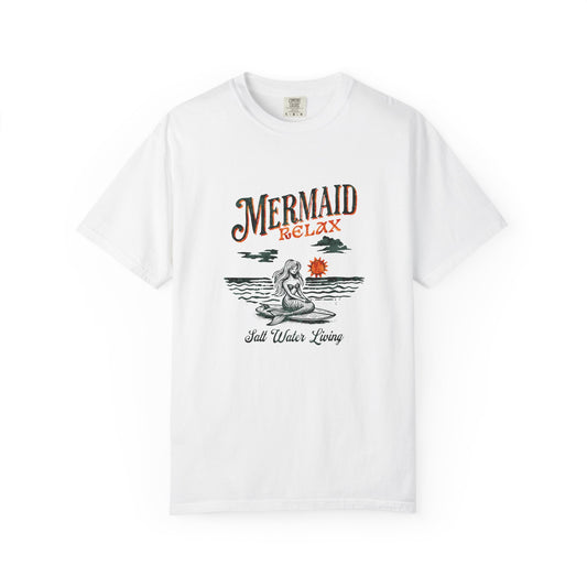 Mermaid Beach Vibes Unisex T-Shirt, Mermaid Relax Tee, Summer Outfit, Coastal Living Top, Gift for Her, Vacation Apparel