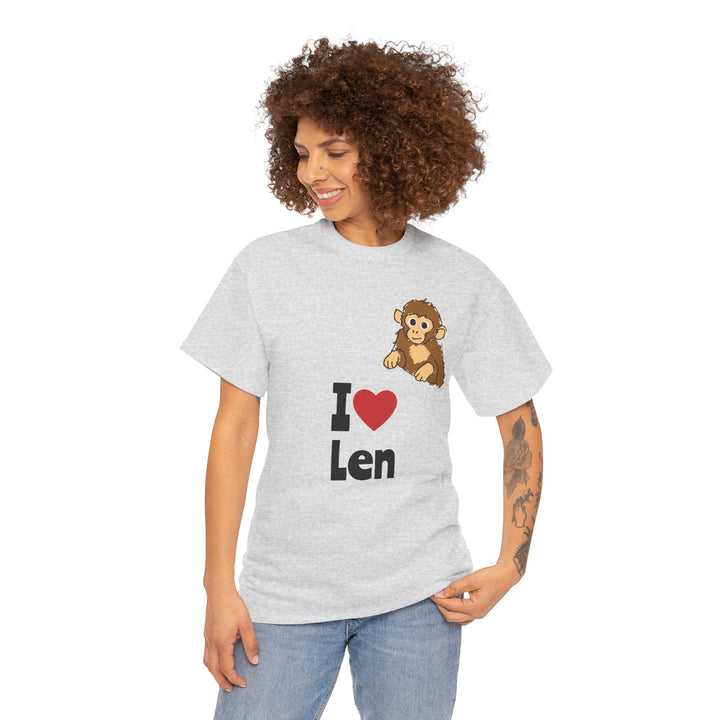 I  heart Len T-Shirt — Cute Monkey Graphic Tee for Fans &amp; Gifts