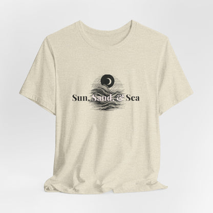 Sun Sand Sea Unisex Casual Summer Tee Shirt, Beachwear, Gift for Travelers, Vacation Outfit, Relaxed Style, Trending Store, Cool T-Shirt
