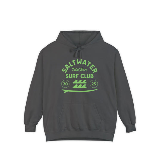 Salt Water Surf Club Hoodie, Garment-Dyed Unisex Hoodie, Saltwater Hoodie, Casual Beachwear, Comfortable Surf Apparel, Gift for Surfers