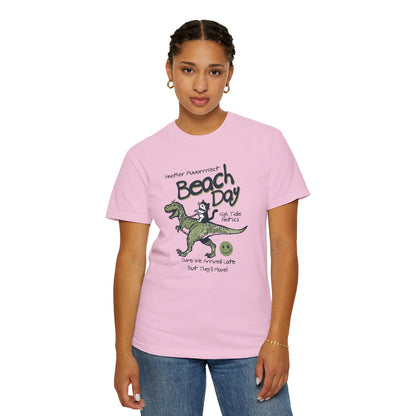 Beach Day Dino T-Shirt | Fun Unisex Tee for Summer, Gift for Kids & Adults, Beach Lovers, Vacation Style, Cute Animal Print