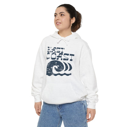 East Coast Waves Unisex Garment-Dyed Hoodie - Cozy Summer Vibe, Perfect for Casual Days, Gifts for Beach Lovers, Ocean-Inspired Apparel