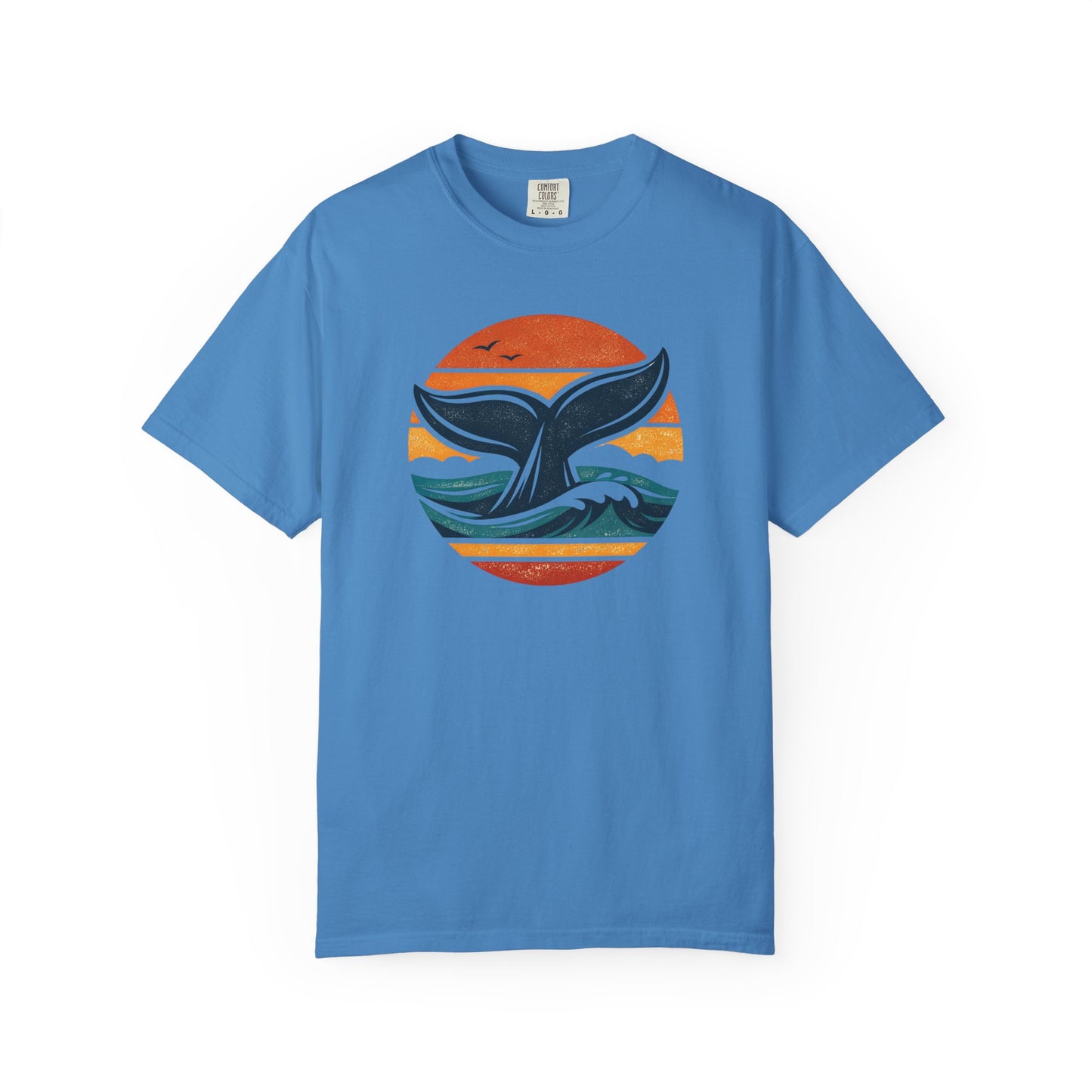 Whale Tail Sunset Graphic T-Shirt - Retro Vintage Style Summer Tee
