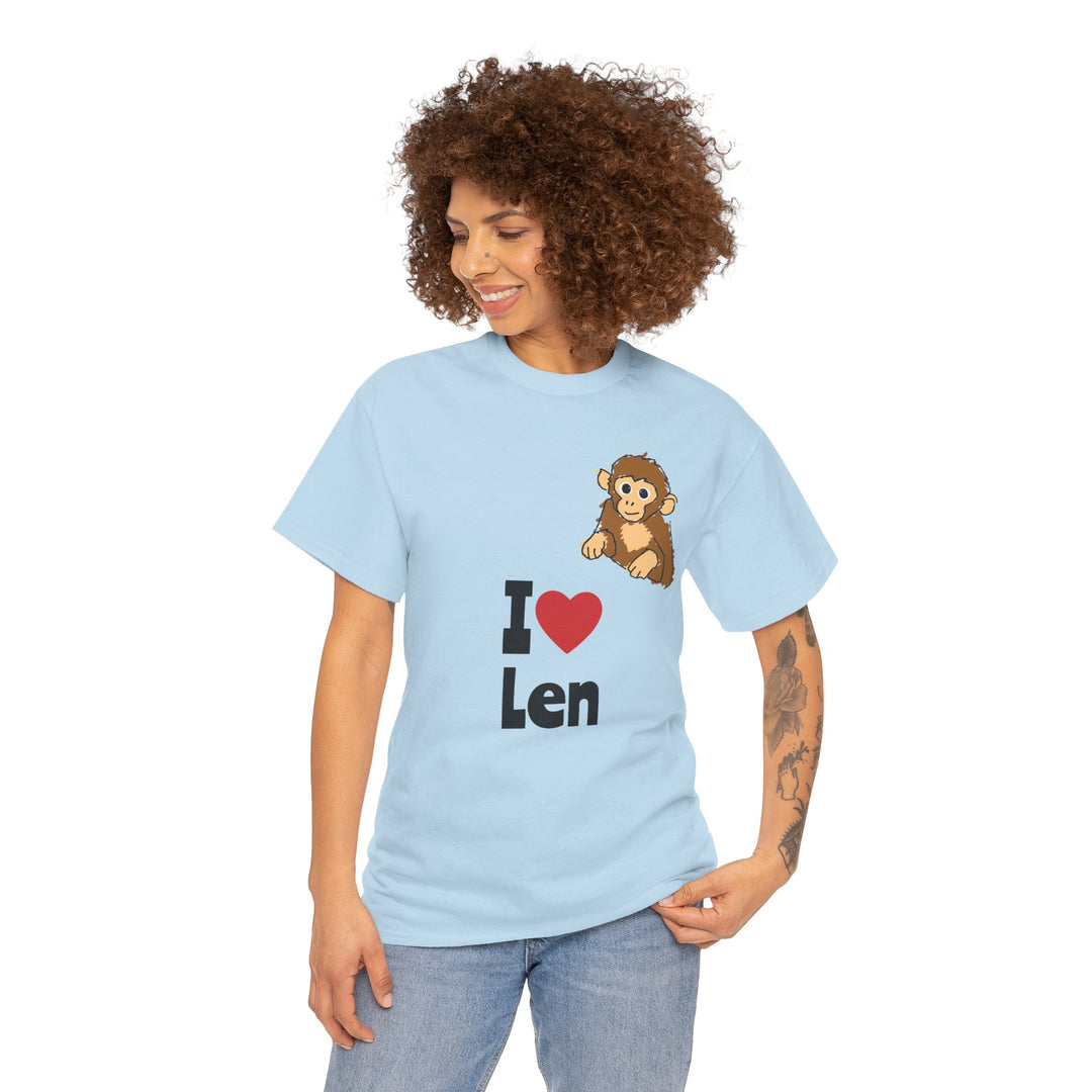 I  heart Len T-Shirt — Cute Monkey Graphic Tee for Fans &amp; Gifts