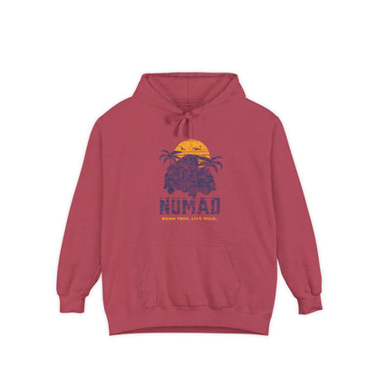 Nomad Vibes Unisex Garment-Dyed Hoodie, Casual Hoodie, Beach Hoodie, Travel Apparel, Summer Chillwear, Relaxed Style