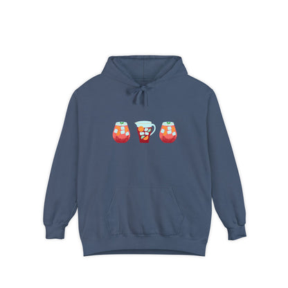 Sangria Time Garment-Dyed Hoodie for Cozy Celebrations, Unisex Christmas Hoodie, Holiday Gift, Comfortable Sweatshirt