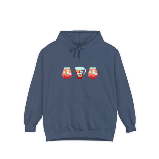 Sangria Time Garment-Dyed Hoodie for Cozy Celebrations, Unisex Christmas Hoodie, Holiday Gift, Comfortable Sweatshirt