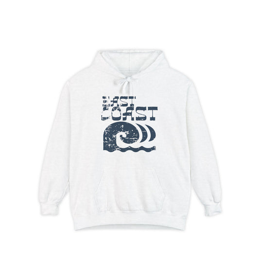 East Coast Waves Unisex Garment-Dyed Hoodie - Cozy Summer Vibe, Perfect for Casual Days, Gifts for Beach Lovers, Ocean-Inspired Apparel