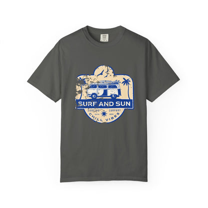 Chill Vibes Surf T-Shirt, Unisex Beach Tee, Casual Summer Shirt, Surf and Sun Apparel, Vacation Clothing, Gift for Surf Lovers