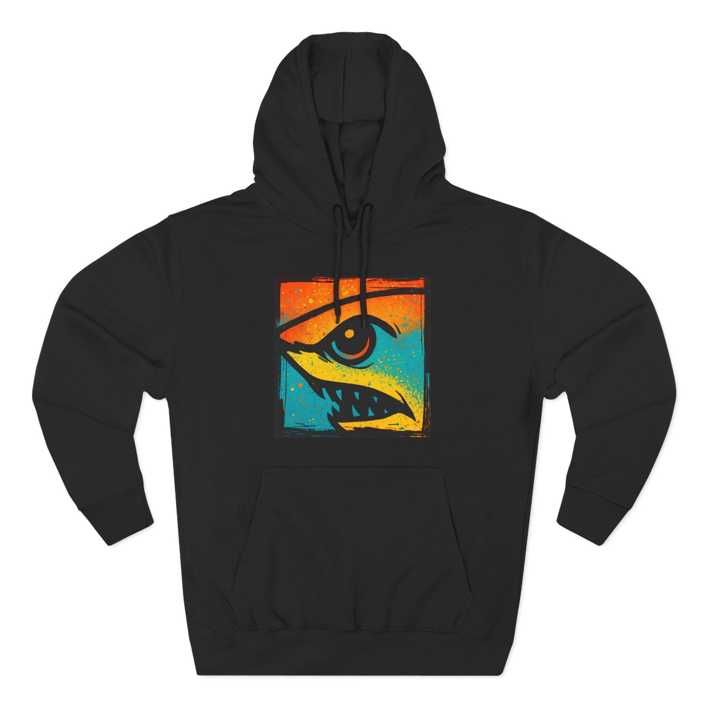 Shark Eye Illustrated Graphic Hoodie — Retro Sumer Surf Fleece Pullover