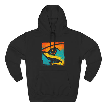 Shark Eye Illustrated Graphic Hoodie — Retro Sumer Surf Fleece Pullover