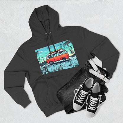 Retro Van Fleece Hoodie | Cozy Beachwear, Surf Style Gear, Road Trip Essential, Gift for Adventurers, Casual Wear