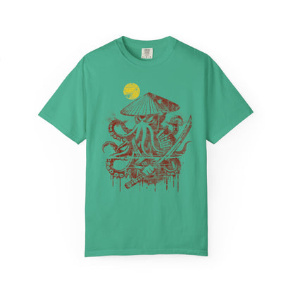 Faded Octopus Samurai T-shirt, Vintage Graphic Tee, Unisex Tee, Distressed Octopus Shirt, Unique Gift