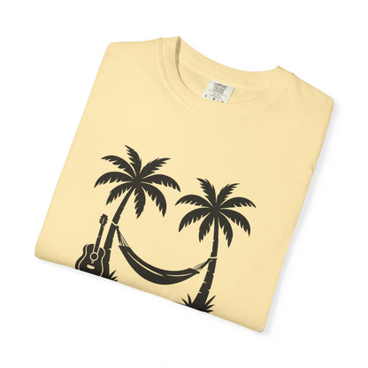 Tropical Vibes T-Shirt - Unisex Garment-Dyed Tee, Relaxing Beachwear, Cool Summer Style, Gift for Music Lovers, Vacation Outfit