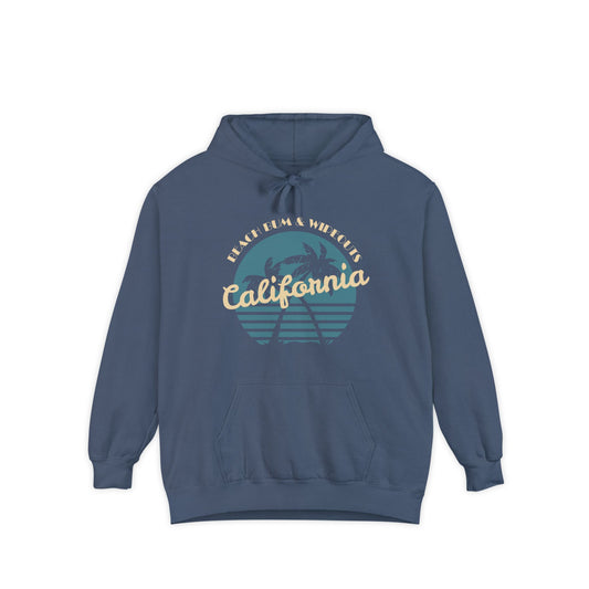 California Vibes Cozy Unisex Garment-Dyed Hoodie, Casual Streetwear, Summer Beachwear, Travel Apparel, Gift for Nature Lovers