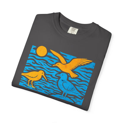 Vibrant Bird-Themed Tee: Unisex Garment-Dyed T-Shirt for Nature Lovers, Graphic Bird T-Shirt, Outdoor Adventure Wear, Unique