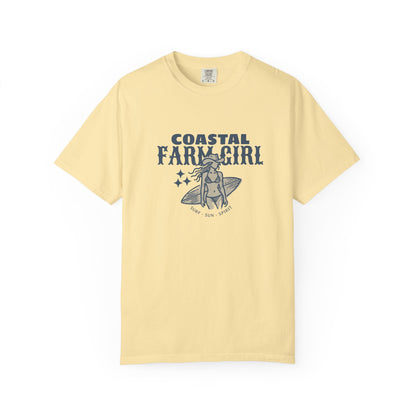 Coastal Farm Girl T-shirt, Unisex Tee for Beach Lovers, Casual Summer Wear, Gift for Surf & Farm Enthusiasts, Vintage Style Cotton Top