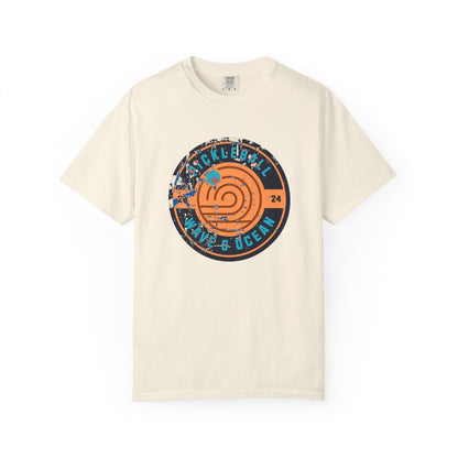 Pickleball & Ocean Vibes Garment-Dyed T-shirt, Surf Tee, Beachwear, Coastal Art Shirt, Gift for Ocean Lovers