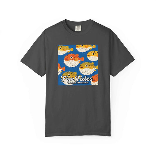 Puffer Fish Graphic Tee - Five Tides Ocean Crewneck Cotton Summer Tee