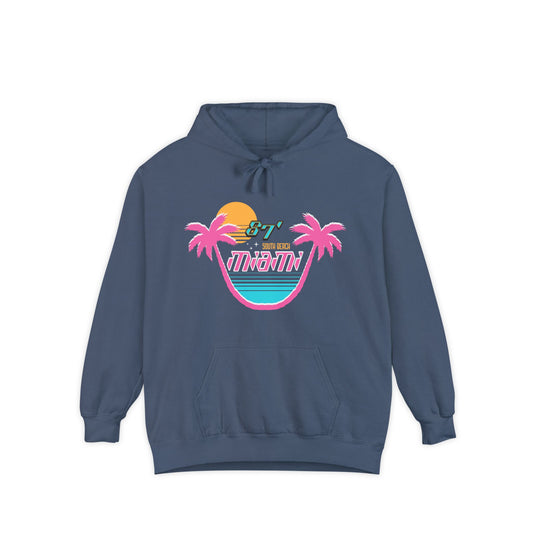 Miami Sunset Hoodie, Relaxed Vibe Hoodie, Travel Inspiration Sweatshirt, Vacation Apparel, Gift for Beach Lovers