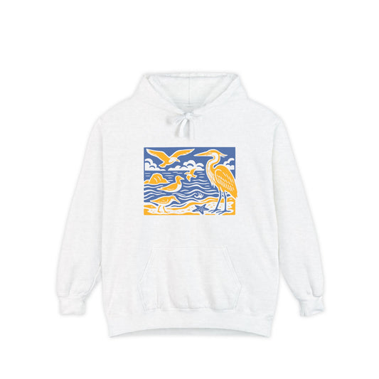 Ocean-Inspired Garment-Dyed Hoodie, Beach Vibes Hoodie, Casual Unisex Hoodie, Gift for Nature Lovers, Relaxed Summer Style