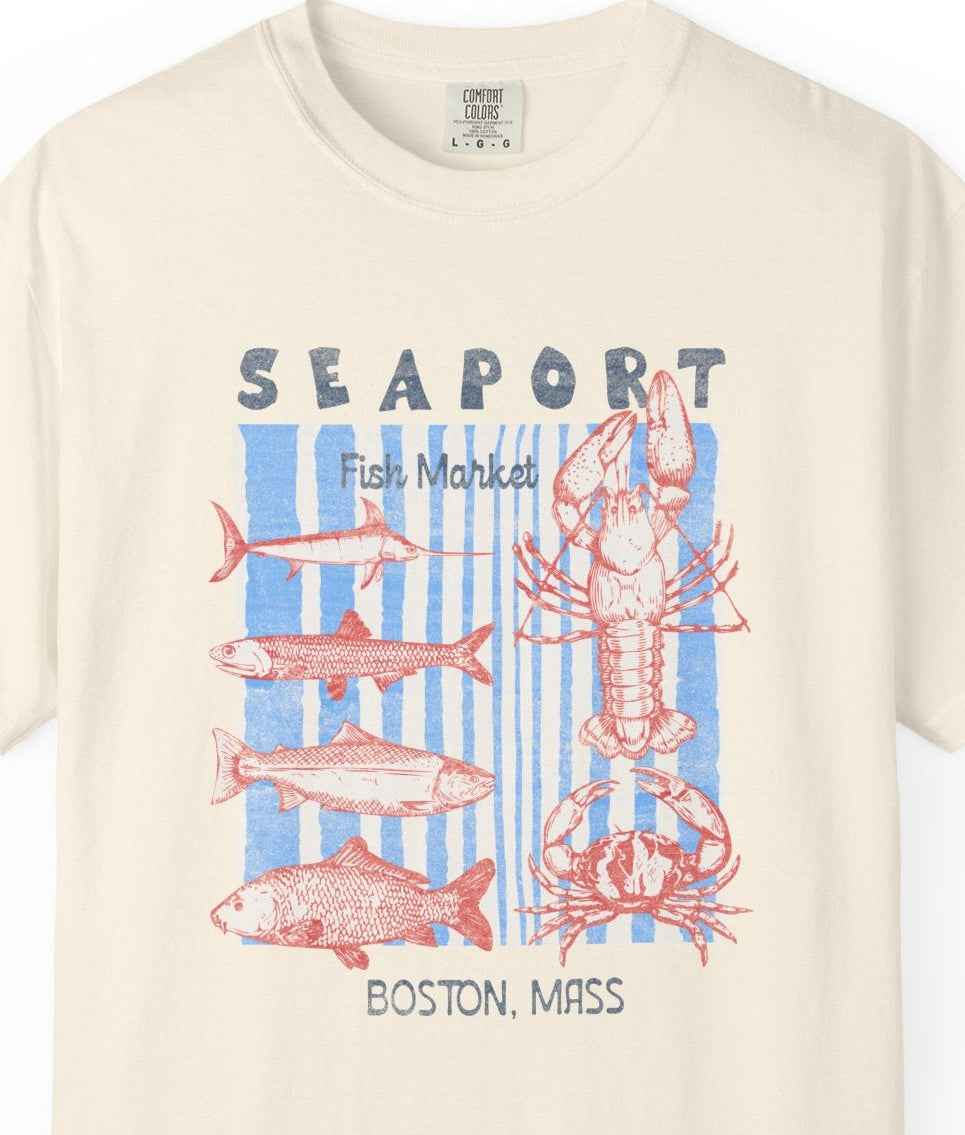 Vintage Seaport Graphic T-Shirt, 100% Ring-Spun Garment-Dyed Cotton