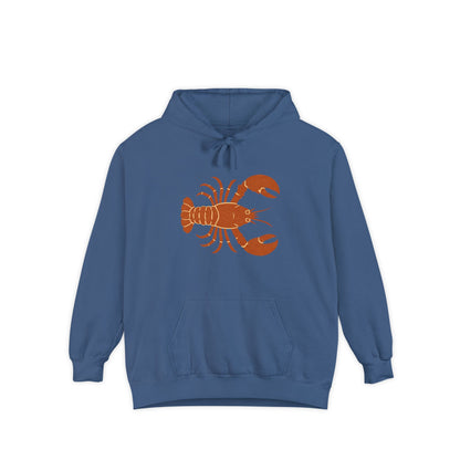 Lobster Lover Unisex Garment-Dyed Hoodie, Coastal Vibes, Beach Wear, Seafood Enthusiast Gift, Casual Style, Summer Fashion