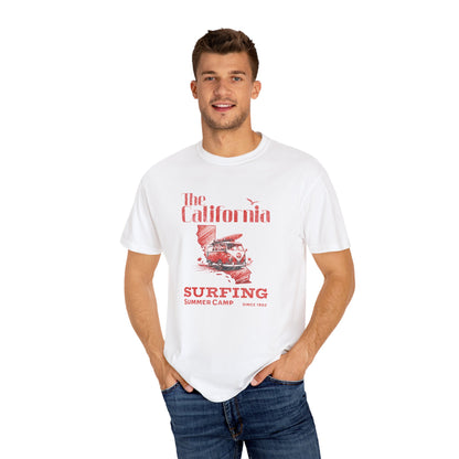 California Surf Camp Unisex T-Shirt, Summer Vibes Tee, Beach Lovers Gift, Men's and Women's Casual Wear, Retro Surfing Apparel