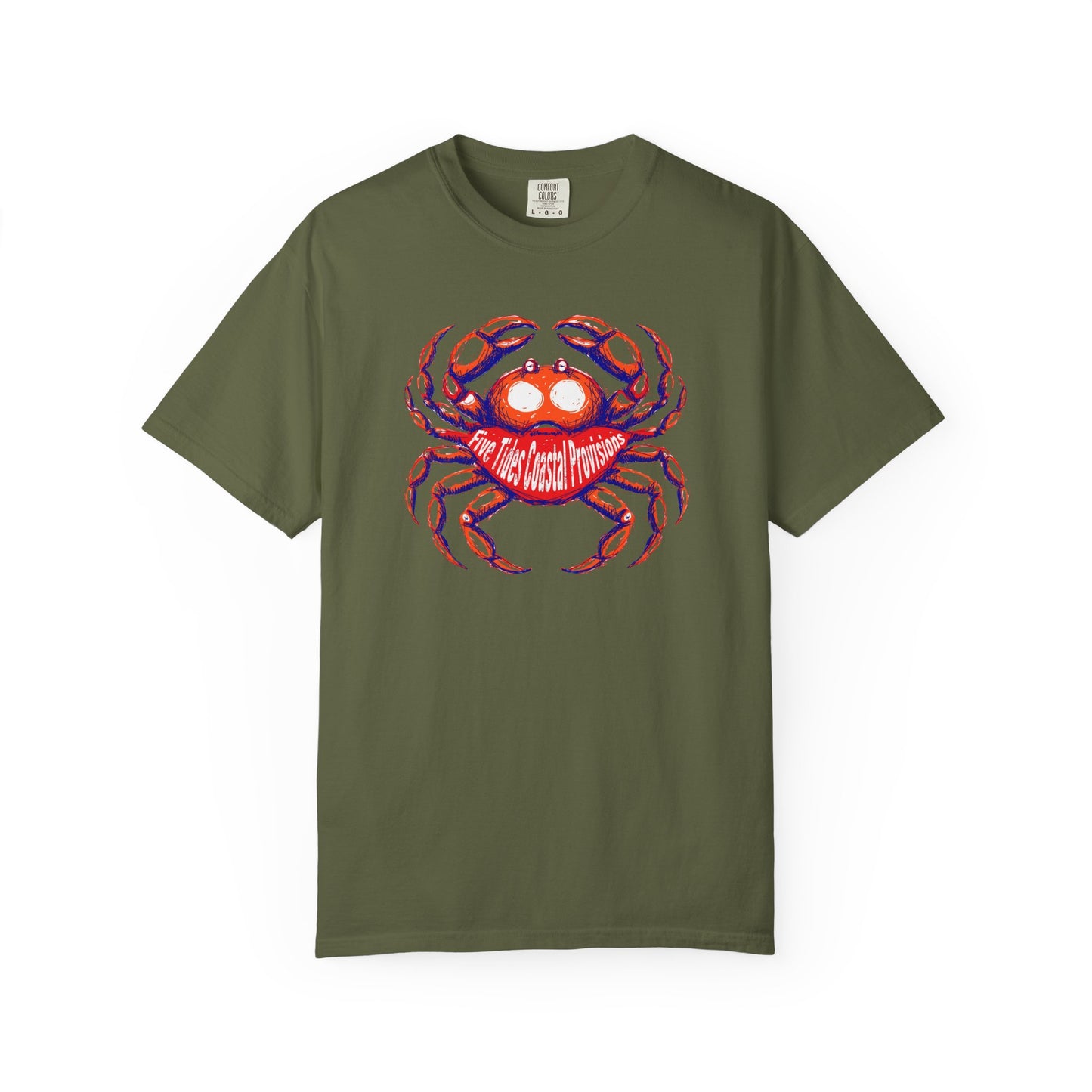 Crabby Beach Vibes Custom Art Graphic T-Shirt - Retro Crab The Coast Prevails Tee