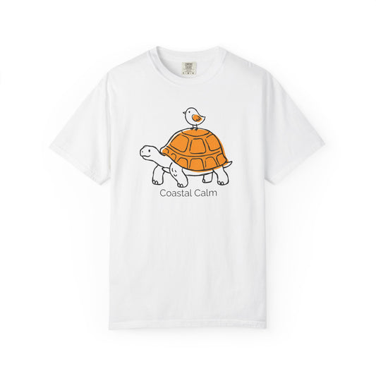 Coastal Calm Turtle & Seagull Buddies T-Shirt, Summer Beach Fashion Tee