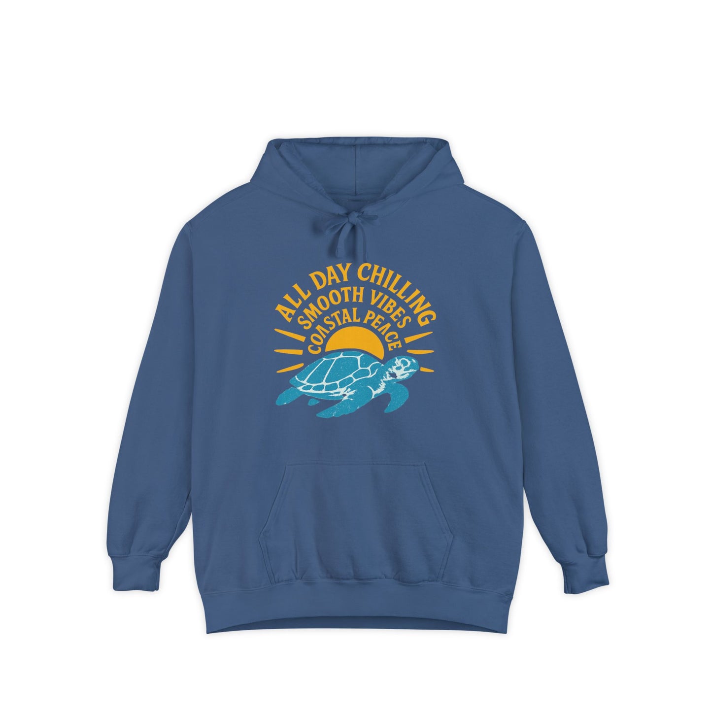 Chill Turtle Vibes Hoodie, Unisex Garment-Dyed Sweater, Beachwear, Summer Celebration Hoodie, Gift for Friends, Relaxation Apparel