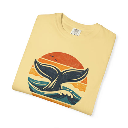 Whale Tail Sunset Graphic T-Shirt - Retro Vintage Style Summer Tee